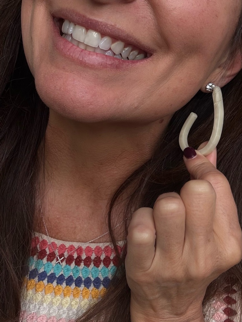 Pearlized Hoop Earrings - Iridescent White